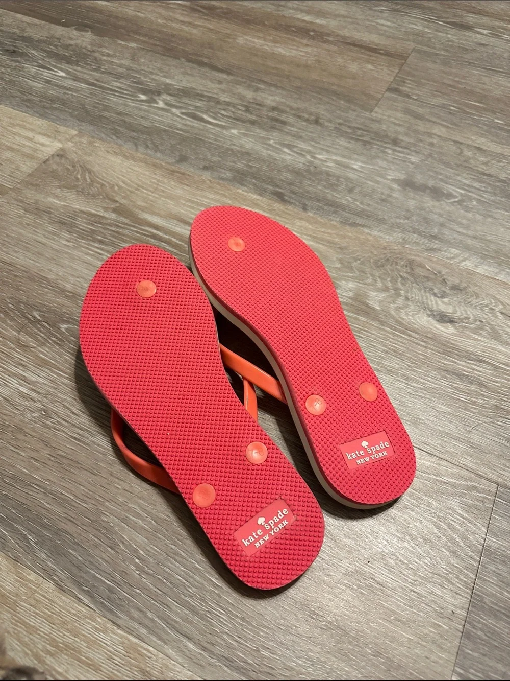 kate spade Coral and White Pineapple Print Bow Flip Flops
